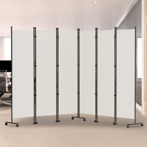 VEVOR Separador de Ambientes 6 Paneles Pantalla de Privacidad Plegable 308 x 36 x 185 cm Pantalla de Privacidad Marco de Aleación de Aluminio y Hierro para Oficinas, Hospitales, Restaurantes, Blanco
