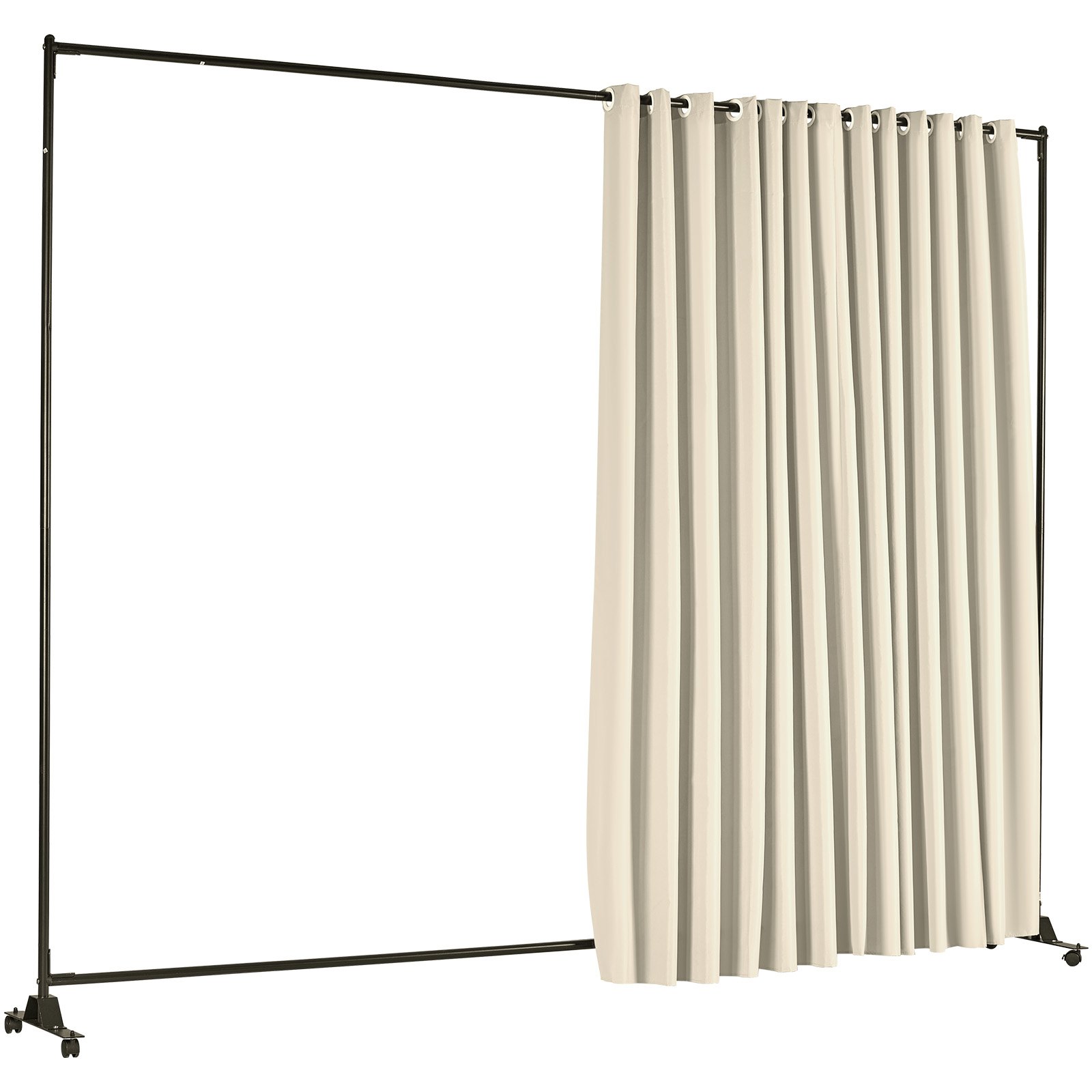 VEVOR Biombo Separador de 301 x 30 x 240,5 cm Separador de Ambientes de Poliéster con Soporte Móvil Pantalla de Privacidad con Ruedas para Oficina, Hospital, Dormitorio, Comedor, Estudio, Color Negro