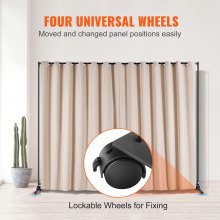 VEVOR Biombo Separador de 301 x 30 x 240,5 cm Separador de Ambientes de Poliéster con Soporte Móvil Pantalla de Privacidad con Ruedas para Oficina, Hospital, Dormitorio, Comedor, Estudio, Color Caqui