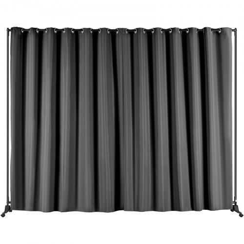 VEVOR Biombo Separador de 301 x 30 x 240,5 cm Separador de Ambientes de Poliéster con Soporte Móvil Pantalla de Privacidad con Ruedas para Oficina, Hospital, Dormitorio, Comedor, Estudio, Gris Claro
