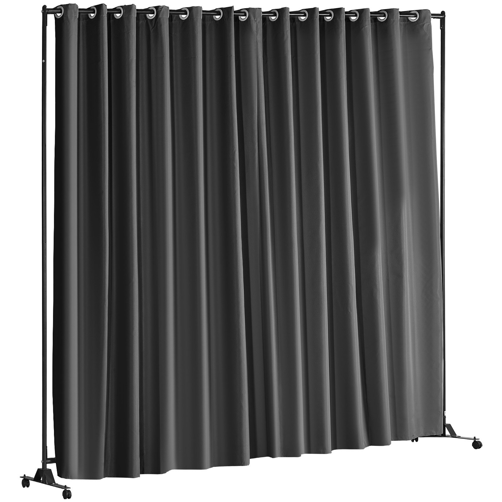 VEVOR Biombo Separador de 301 x 30 x 240,5 cm Separador de Ambientes de Poliéster con Soporte Móvil Pantalla de Privacidad con Ruedas para Oficina, Hospital, Dormitorio, Comedor, Estudio, Gris Claro