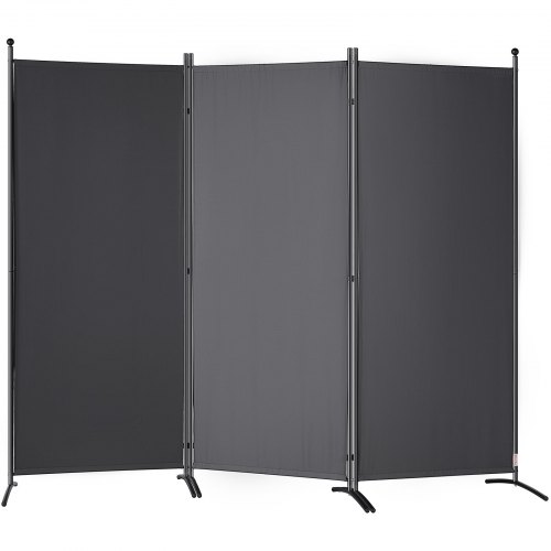 VEVOR Biombo Separador Plegable de 3 Paneles con Marco de Acero al Carbono y Tejido de Poliéster Separador de Ambientes de 226 x 51,5 x 185 cm para Oficina, Dormitorio, Comedor, Estudio, Gris Oscuro