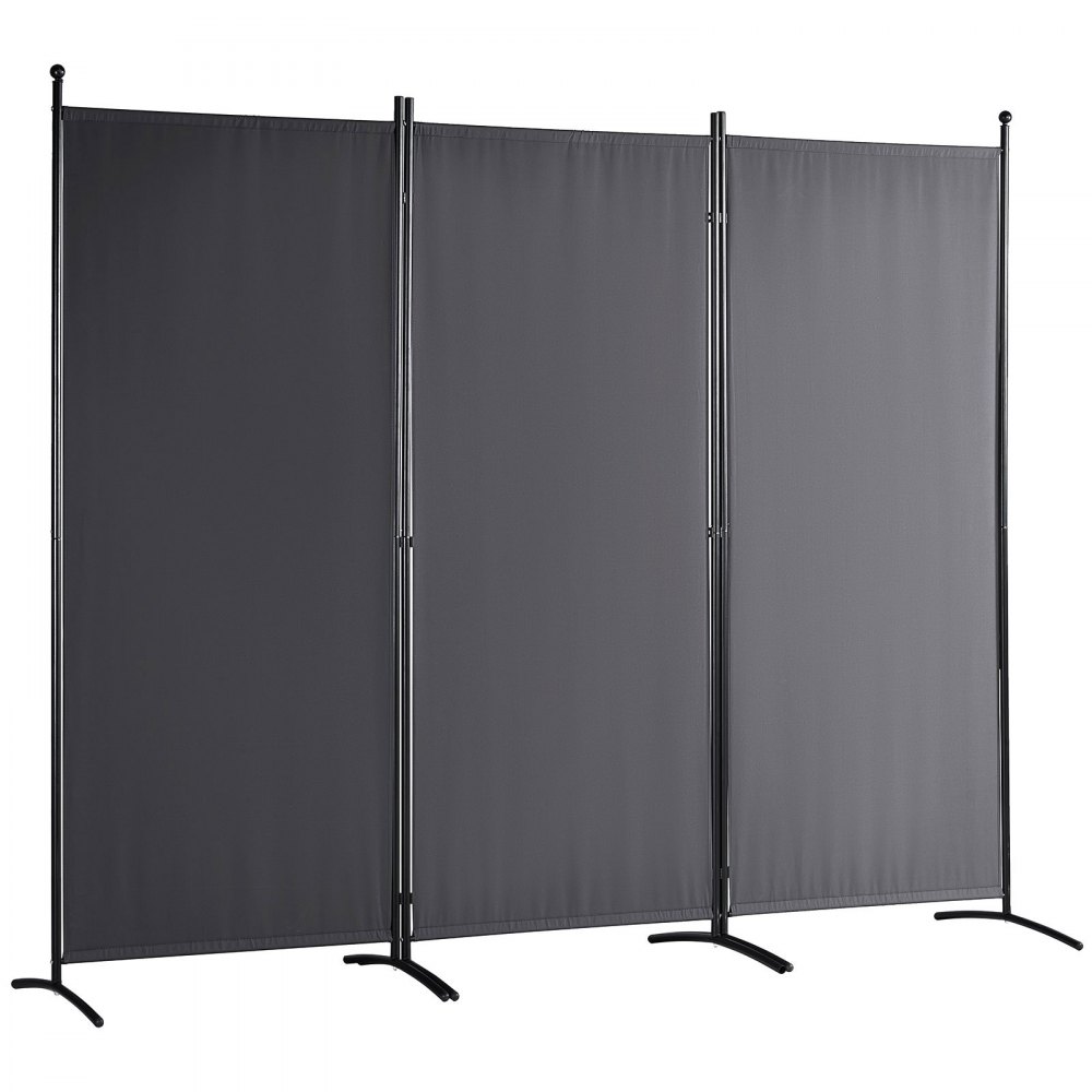 VEVOR Biombo Separador Plegable de 3 Paneles con Marco de Acero al Carbono y Tejido de Poliéster Separador de Ambientes de 226 x 51,5 x 185 cm para Oficina, Dormitorio, Comedor, Estudio, Gris Oscuro