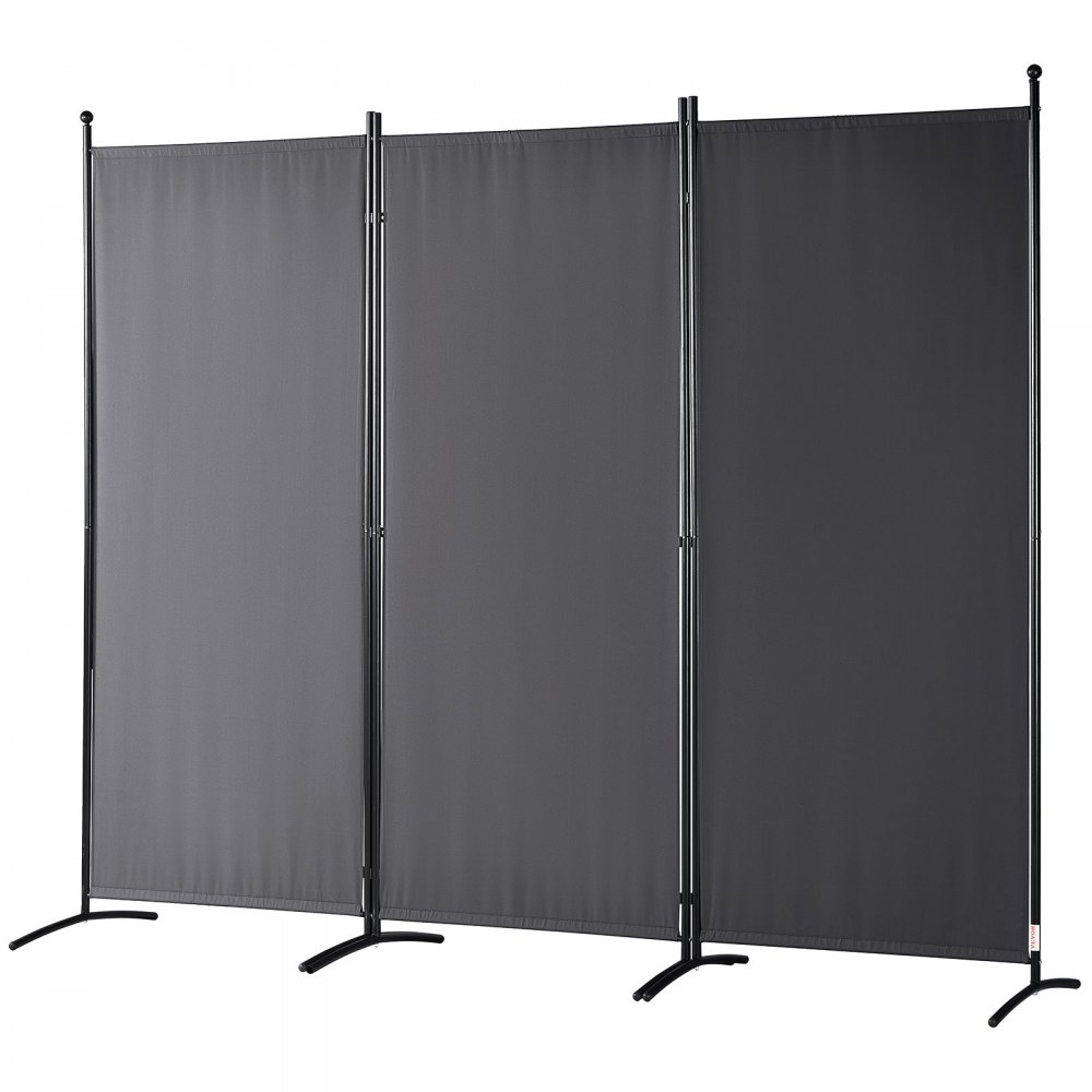 VEVOR Biombo Separador Plegable de 3 Paneles con Marco de Acero al Carbono y Tejido de Poliéster Separador de Ambientes de 226 x 51,5 x 185 cm para Oficina, Dormitorio, Comedor, Estudio, Gris Oscuro