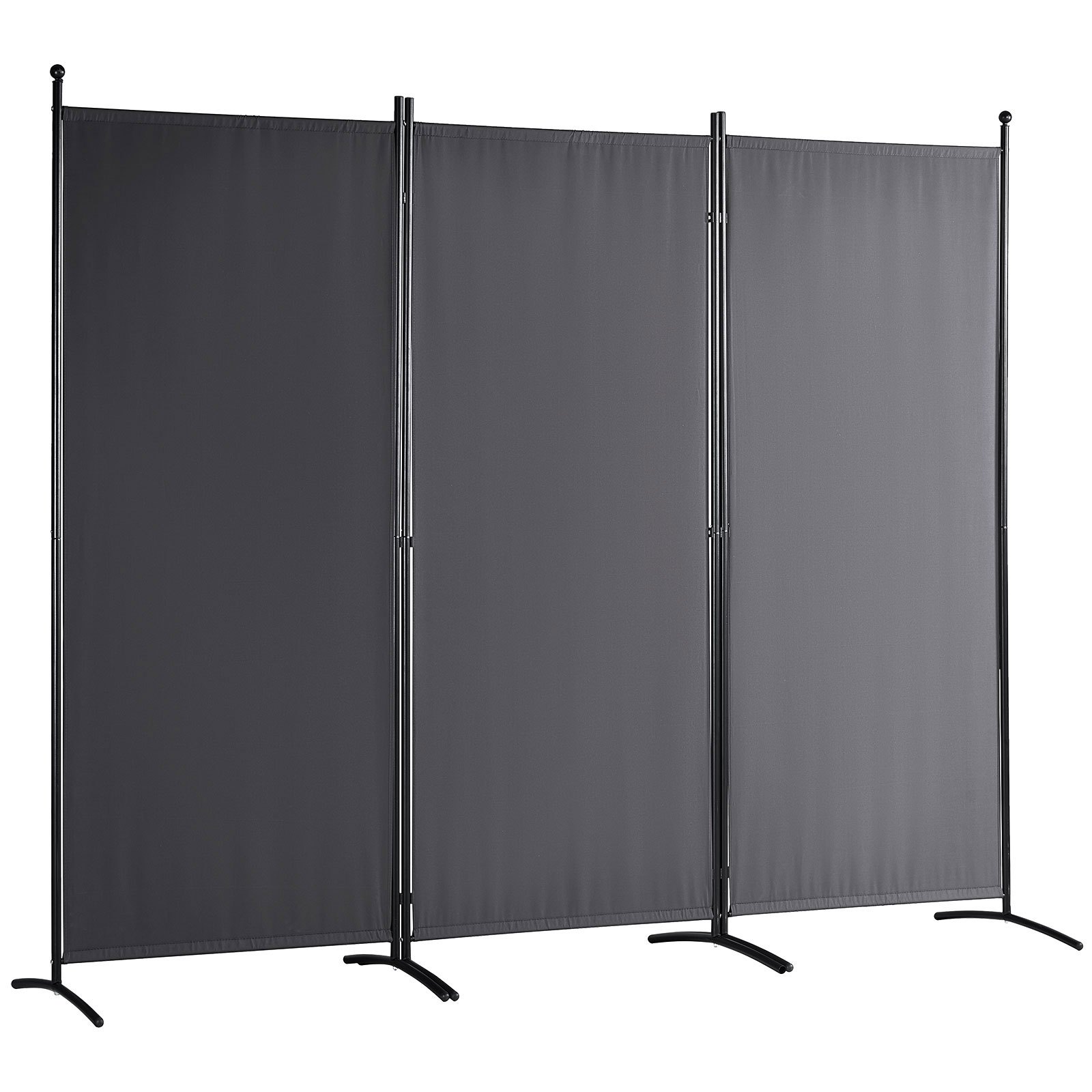 VEVOR Biombo Separador Plegable de 3 Paneles con Marco de Acero al Carbono y Tejido de Poliéster Separador de Ambientes de 226 x 51,5 x 185 cm para Oficina, Dormitorio, Comedor, Estudio, Gris Oscuro