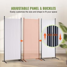 VEVOR Biombo Separador Plegable de 3 Paneles con Marco de Acero al Carbono y Tejido de Poliéster Separador de Ambientes de Privacidad 226x51,5x185 cm para Oficina, Dormitorio, Comedor, Estudio, Blanco