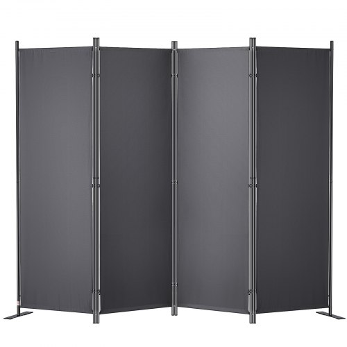 VEVOR Biombo Separador Plegable de 4 Paneles con Marco de Acero al Carbono y Tejido de Poliéster Separador de Ambientes de 224 x 30 x 171 cm para Oficina, Dormitorio, Comedor, Estudio, Gris Oscuro