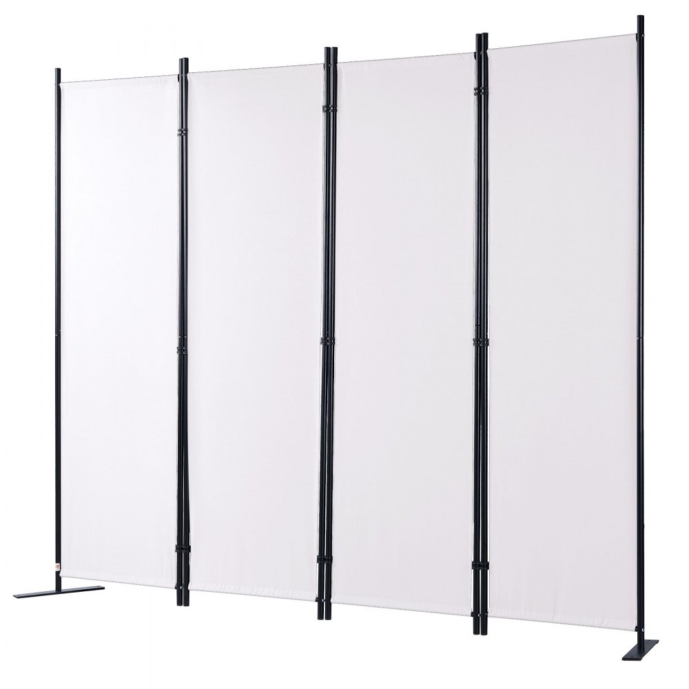 VEVOR Biombo Separador Plegable de 4 Paneles con Marco de Acero al Carbono y Tejido de Poliéster Separador de Ambientes de Privacidad 224x30x171 cm para Oficina, Dormitorio, Comedor, Estudio, Blanco