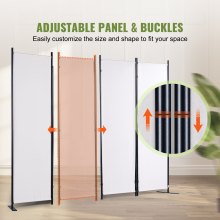 VEVOR Biombo Separador Plegable de 4 Paneles con Marco de Acero al Carbono y Tejido de Poliéster Separador de Ambientes de Privacidad 224x30x171 cm para Oficina, Dormitorio, Comedor, Estudio, Blanco