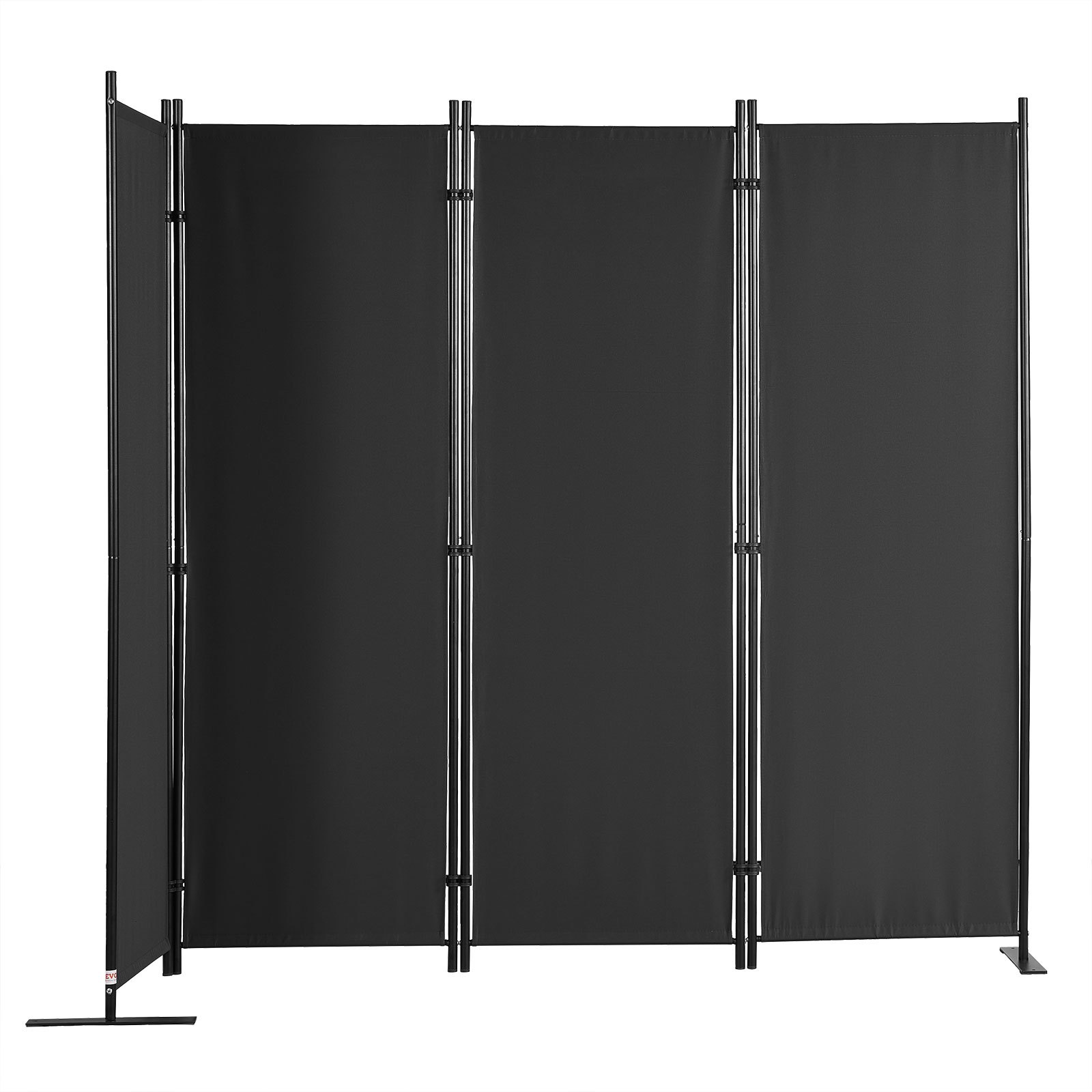 VEVOR Biombo Separador Plegable de 4 Paneles con Marco de Acero al Carbono y Tejido de Poliéster Separador de Ambientes de 224 x 30 x 171 cm para Oficina, Dormitorio, Comedor, Estudio, Negro Oscuro