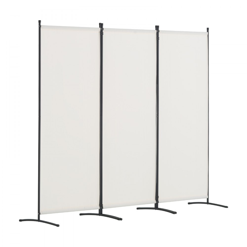VEVOR Biombo Separador Plegable 3 Paneles con Marco de Acero al Carbono y Tela de poliéster Separador de Ambientes de Privacidad 228x52x184 cm para Oficina, Dormitorio, Comedor, Estudio, Blanco