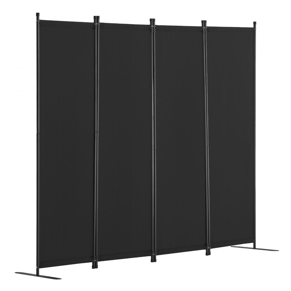 VEVOR Biombo Separador Plegable 4 Paneles con Marco de Acero al Carbono y Tela de poliéster Separador de Ambientes de Privacidad 228x45x172,5 cm para Oficina, Dormitorio, Comedor, Estudio, Negro