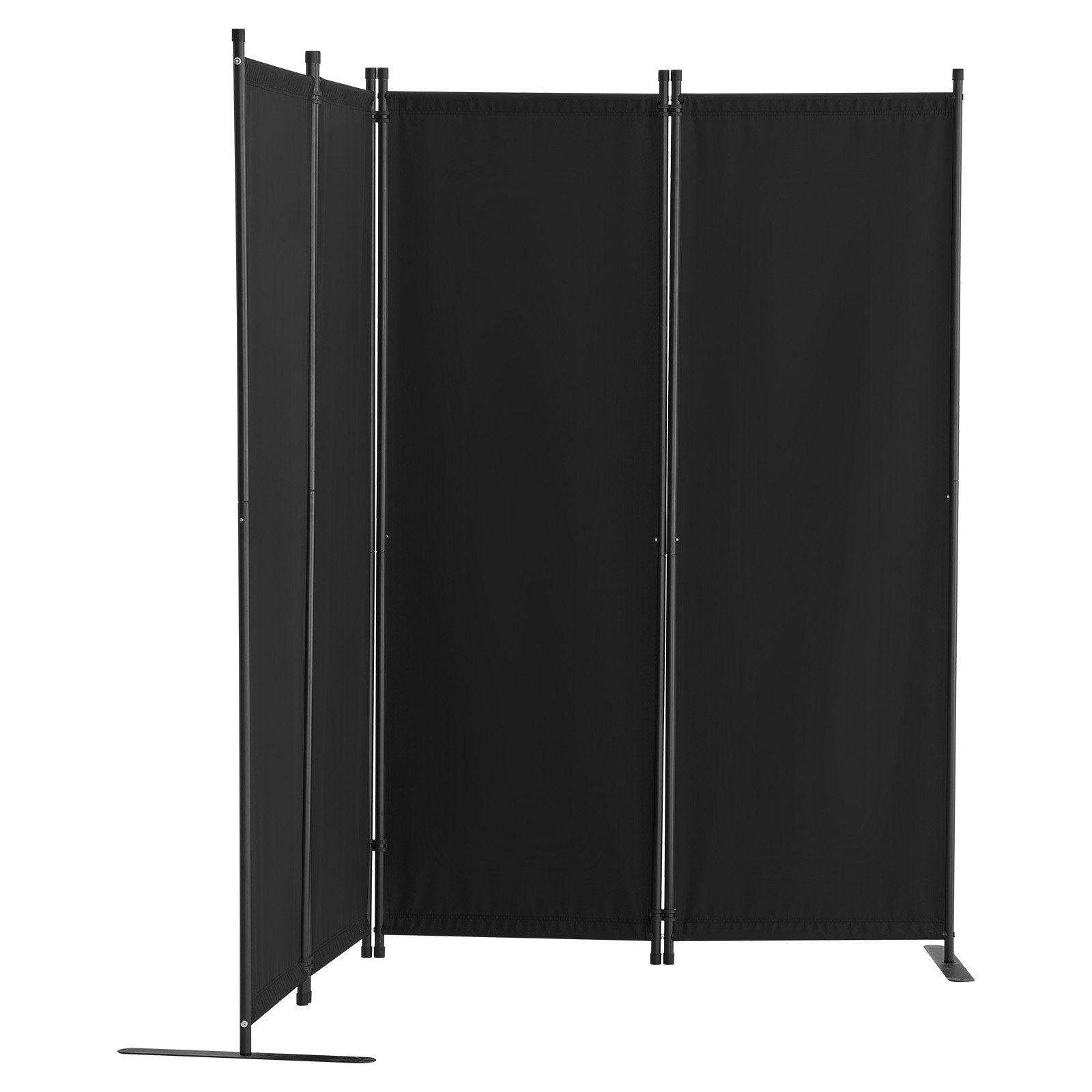 VEVOR Biombo Separador Plegable 4 Paneles con Marco de Acero al Carbono y Tela de poliéster Separador de Ambientes de Privacidad 228x45x172,5 cm para Oficina, Dormitorio, Comedor, Estudio, Negro
