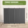 VEVOR Room Divider Partition 4-Panel Folding Screen Privacy Screen for Office, Bedroom, Dining Room, Study, Balcony, Freestanding Room Divider (56 x 45 x 172.5 cm), Grey