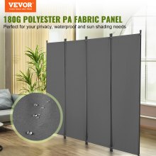 VEVOR Biombo Separador Plegable de Ambientes 4 Paneles 228x45x172,5 cm, Gris