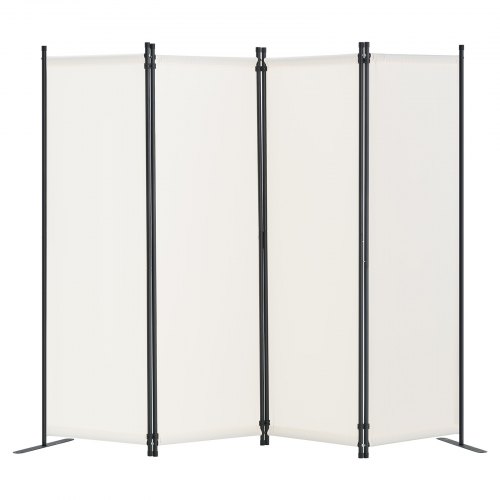 VEVOR Biombo Separador Plegable 4 Paneles con Marco de Acero al Carbono y Tela de poliéster Separador de Ambientes de Privacidad 228x45x172,5 cm para Oficina, Dormitorio, Comedor, Estudio, Blanco