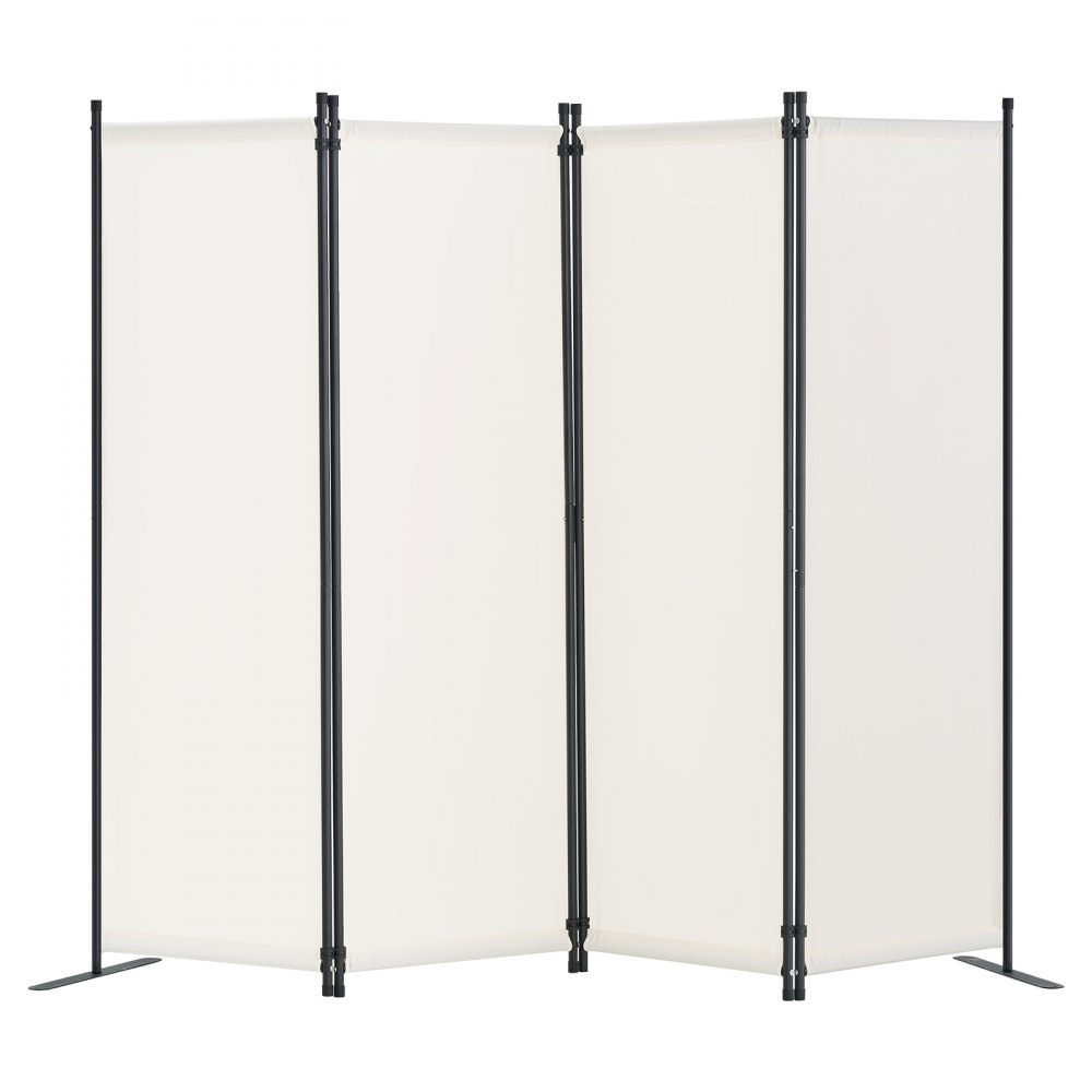 VEVOR Biombo Separador Plegable 4 Paneles con Marco de Acero al Carbono y Tela de poliéster Separador de Ambientes de Privacidad 228x45x172,5 cm para Oficina, Dormitorio, Comedor, Estudio, Blanco
