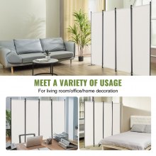 VEVOR Biombo Separador Plegable de Ambientes 4 Paneles 228x45x172,5 cm, Blanco