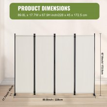 VEVOR Biombo Separador Plegable de Ambientes 4 Paneles 228x45x172,5 cm, Blanco