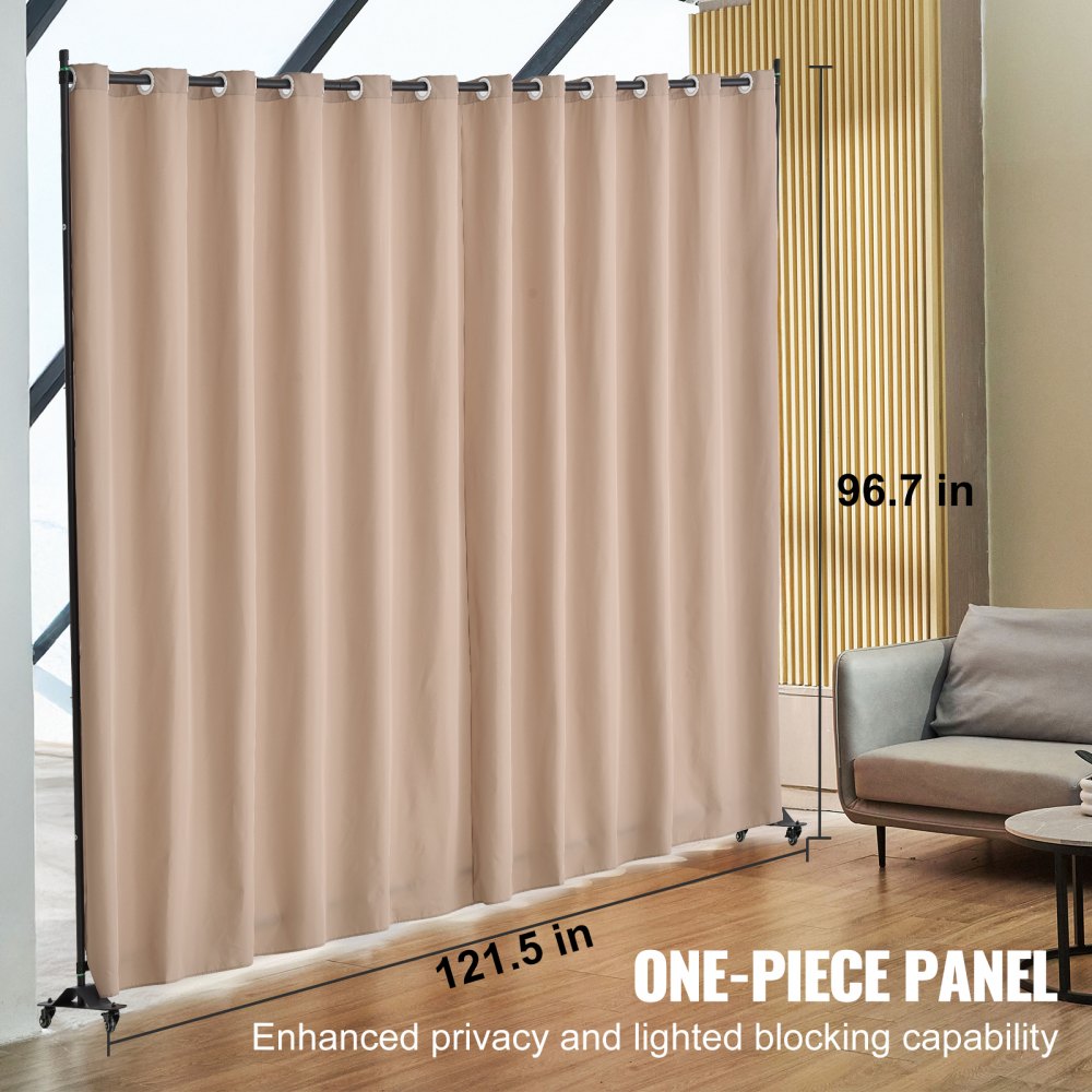 VEVOR Room Divider Partition Screen Folding Screen Single Panel, Portable Privacy Screen for Office Bedroom Dining Room Study Balcony, Rollable Room Divider (308.5 x 45 x 245.5 cm), Brown