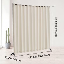 VEVOR Separador de Ambientes Panel Portátil con Ruedas 308,5x45x245,5 cm, Beige