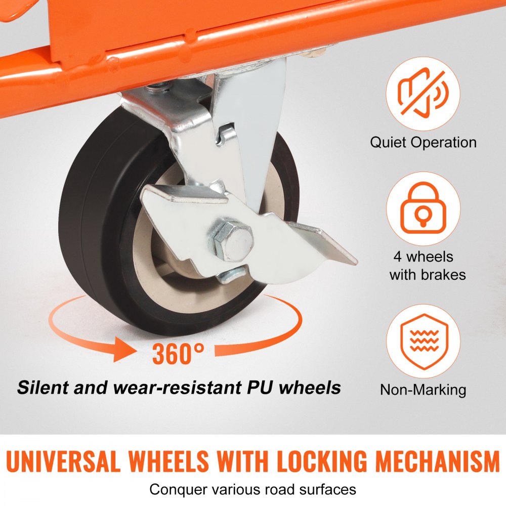 VEVOR Carro para Manipulación de Paneles de Yeso Capacidad de Carga de 1360 kg Carro Portaplatos con Ruedas Giratorias Bloqueables, Manipulación Móvil para Paneles de Construcción, Garaje, Almacén
