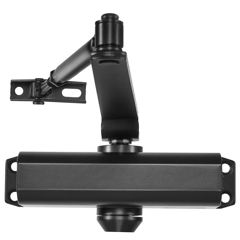 VEVOR Cierrapuertas Automático para Uso Comercial Privado Carga 85 kg Cierrapuertas de Aluminio Fundido Cierrapuertas Tamaño Ajustable con Carcasa de Tope Hidráulico Tres Métodos de Instalación Negro