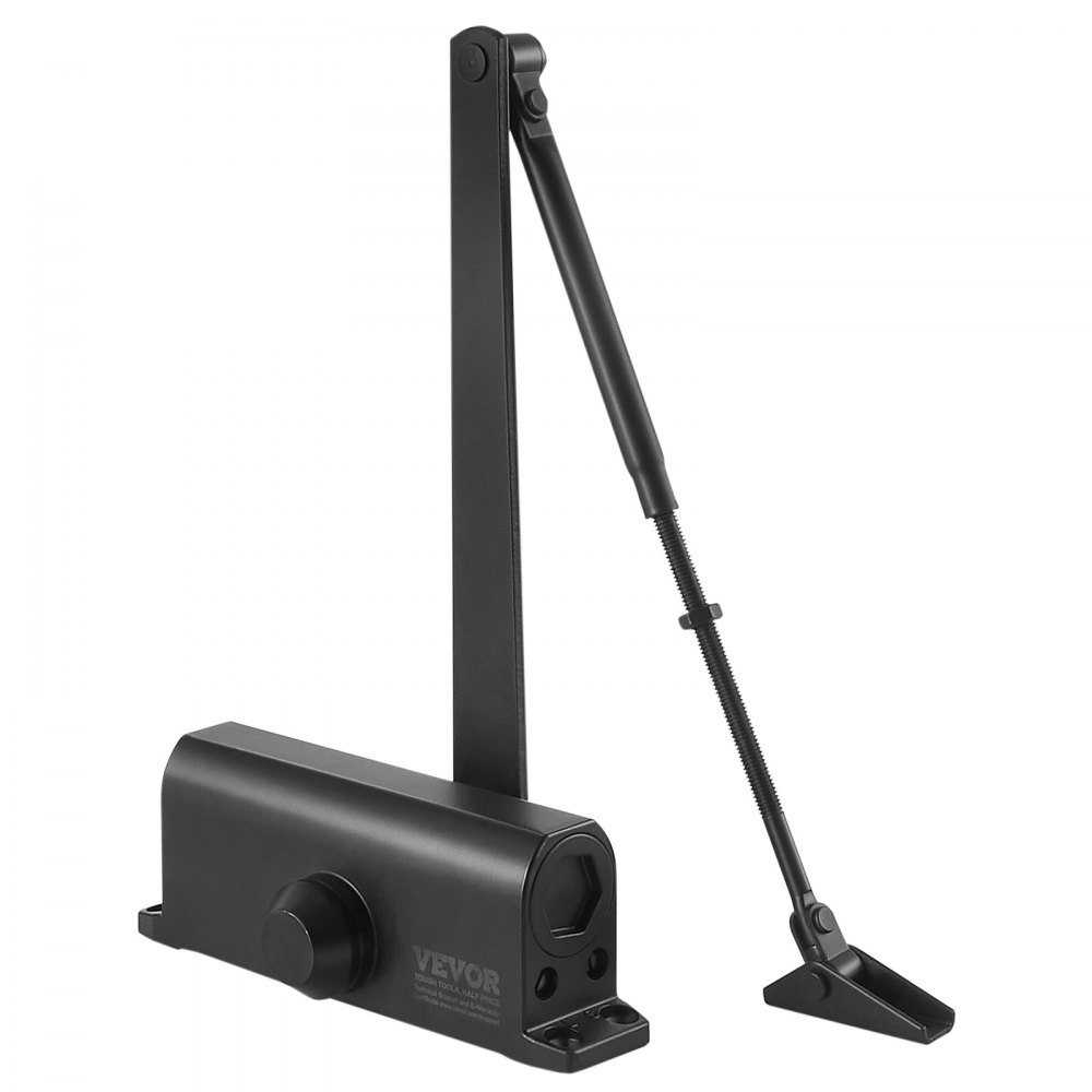 VEVOR Cierrapuertas Automático para Uso Comercial Privado Carga 85 kg Cierrapuertas de Aluminio Fundido Cierrapuertas Tamaño Ajustable con Carcasa de Tope Hidráulico Tres Métodos de Instalación Negro