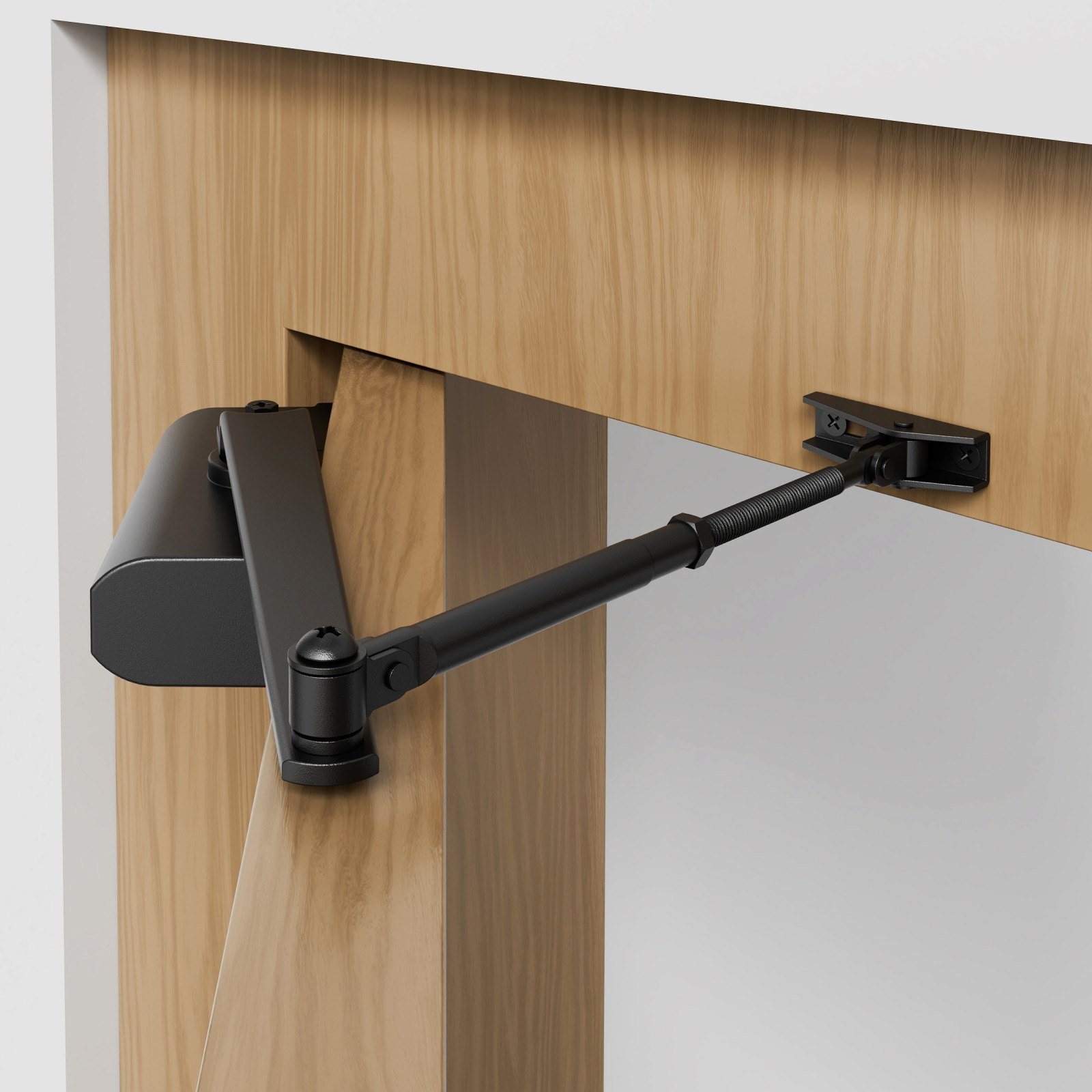 VEVOR Cierrapuertas Automático para Uso Comercial Privado Carga 85 kg Cierrapuertas de Aluminio Fundido Cierrapuertas Tamaño Ajustable con Carcasa de Tope Hidráulico Tres Métodos de Instalación Negro