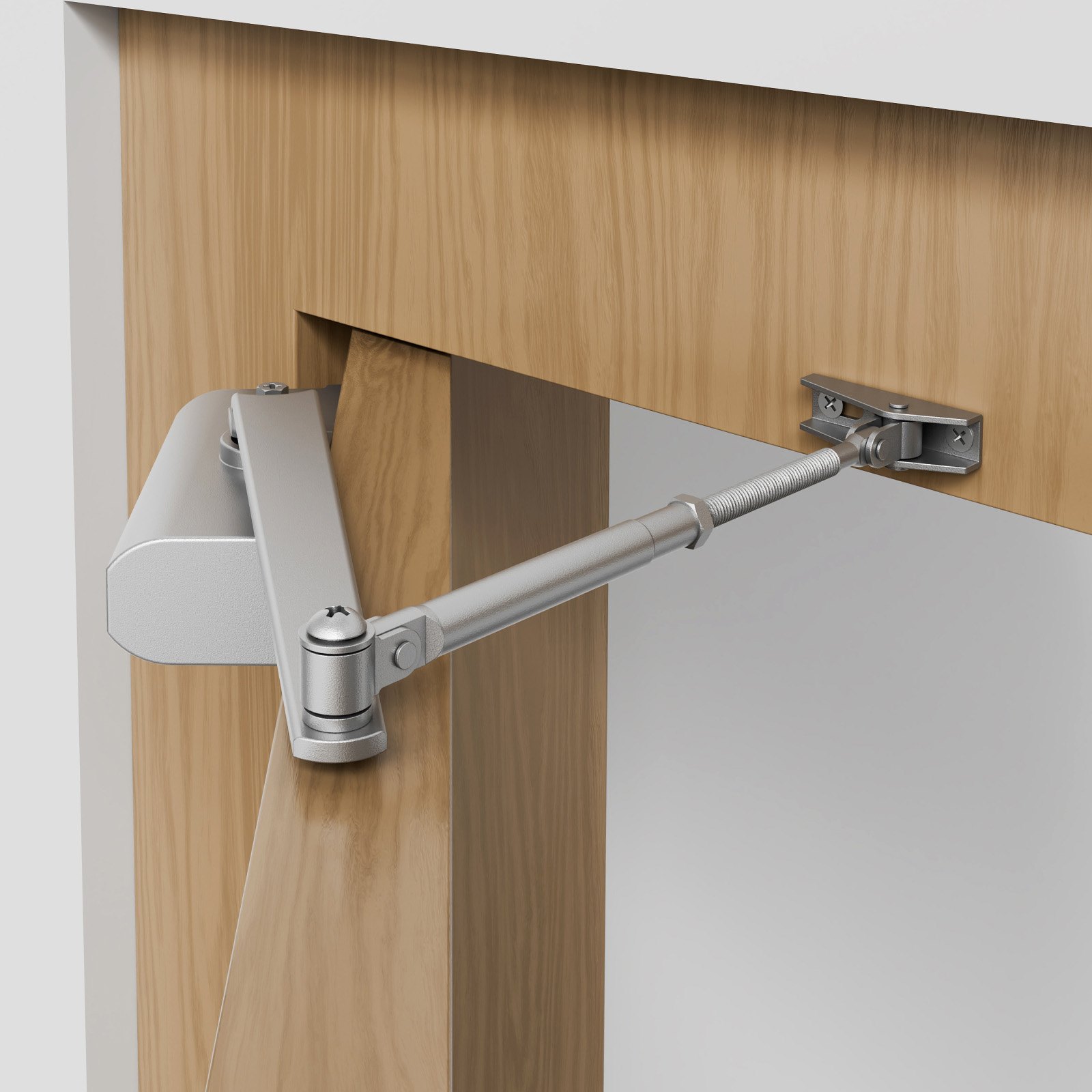 VEVOR Cierrapuertas Automático para Uso Comercial Privado Carga 85 kg Cierrapuertas de Aluminio Fundido Cierrapuertas Tamaño Ajustable con Carcasa de Tope Hidráulico Tres Métodos de Instalación Plata