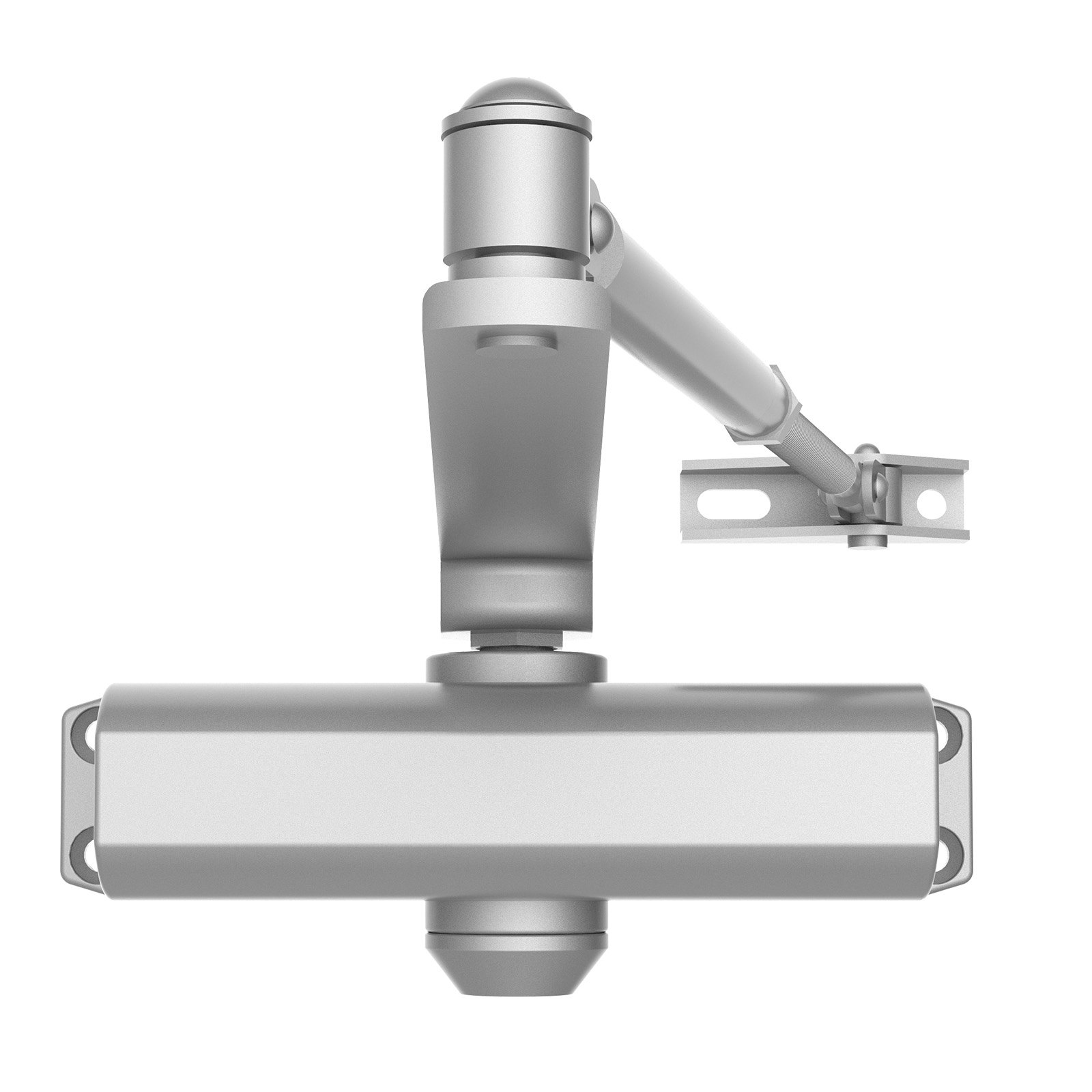 VEVOR Cierrapuertas Automático para Uso Comercial Privado Carga 85 kg Cierrapuertas de Aluminio Fundido Cierrapuertas Tamaño Ajustable con Carcasa de Tope Hidráulico Tres Métodos de Instalación Plata