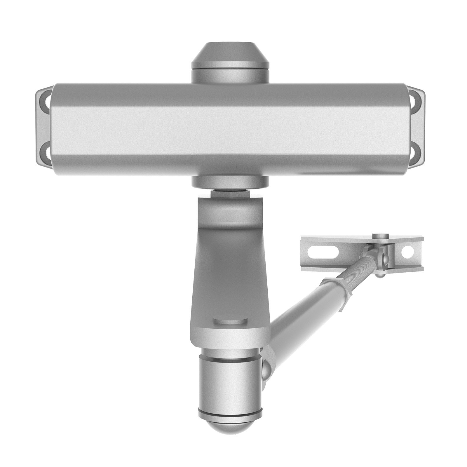 VEVOR Cierrapuertas Automático para Uso Comercial Privado Carga 85 kg Cierrapuertas de Aluminio Fundido Cierrapuertas Tamaño Ajustable con Carcasa de Tope Hidráulico Tres Métodos de Instalación Plata
