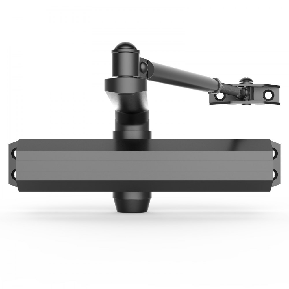 VEVOR Cierrapuertas Automático para Uso Comercial Privado Carga 150 kg Cierrapuertas de Aluminio Fundido Cierrapuertas Tamaño Ajustable con Carcasa de Tope Hidráulico Tres Métodos de Instalación Negro