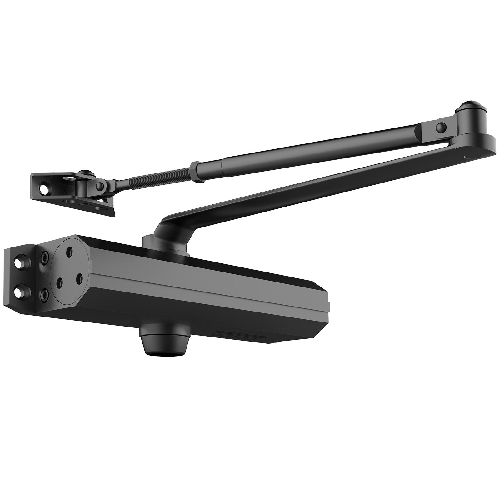 VEVOR Cierrapuertas Automático para Uso Comercial Privado Carga 150 kg Cierrapuertas de Aluminio Fundido Cierrapuertas Tamaño Ajustable con Carcasa de Tope Hidráulico Tres Métodos de Instalación Negro