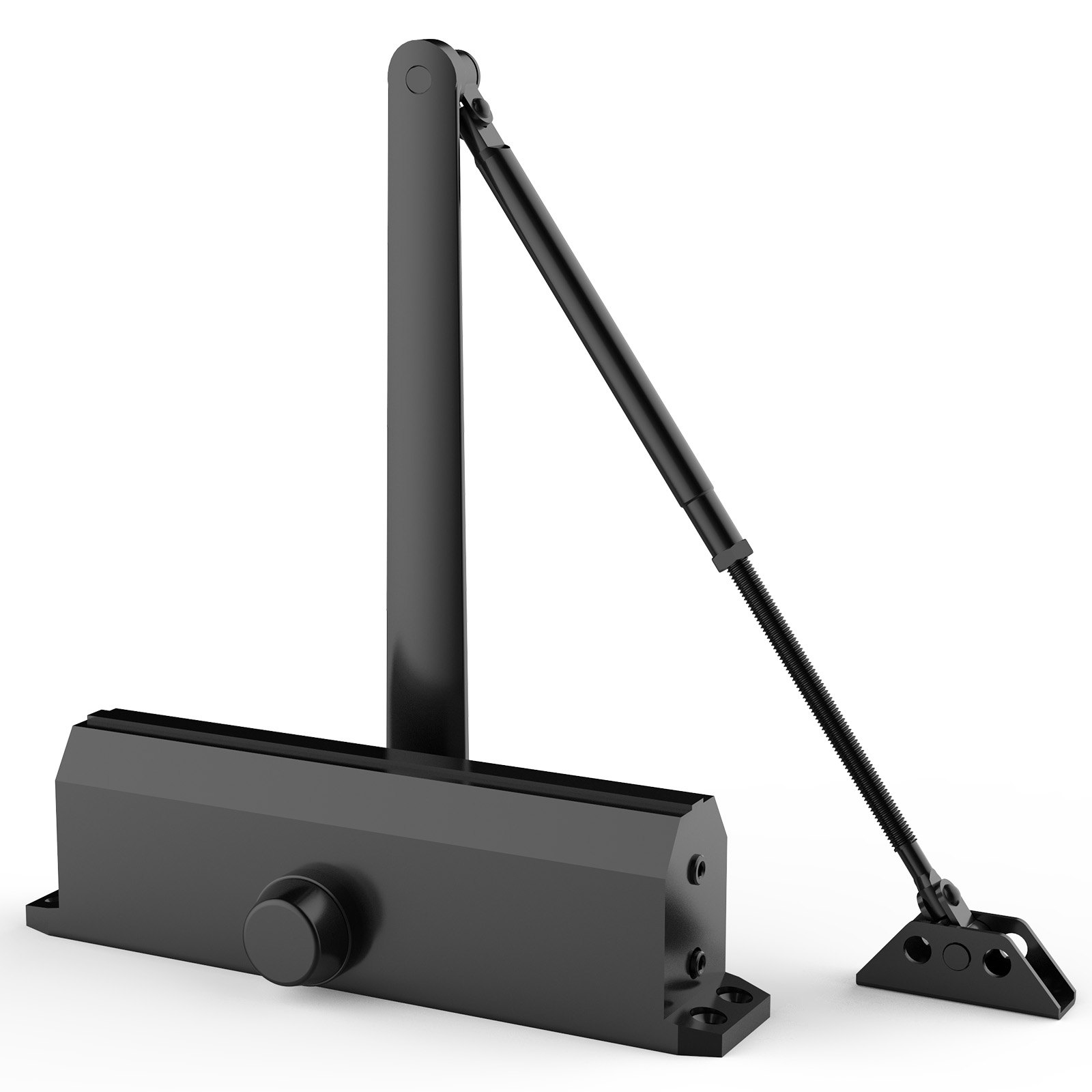 VEVOR Cierrapuertas Automático para Uso Comercial Privado Carga 150 kg Cierrapuertas de Aluminio Fundido Cierrapuertas Tamaño Ajustable con Carcasa de Tope Hidráulico Tres Métodos de Instalación Negro