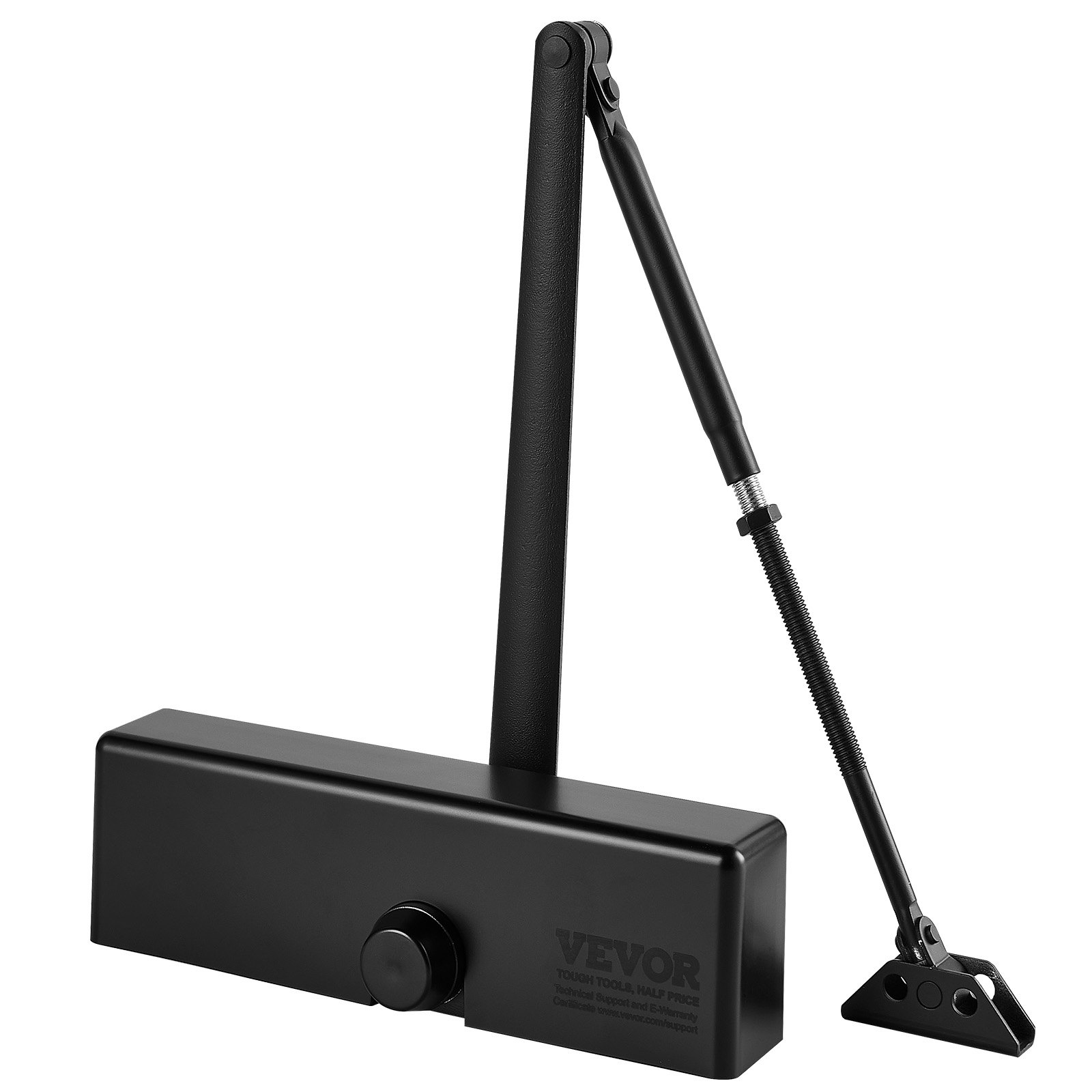 VEVOR Cierrapuertas Automático para Uso Comercial Privado Carga 150 kg Cierrapuertas de Aluminio Fundido Cierrapuertas Tamaño Ajustable con Carcasa de Tope Hidráulico Tres Métodos de Instalación Negro