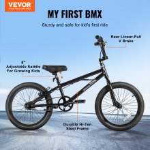 VEVOR Bicicleta BMX 45,7 cm Estilo Libre con Cuadro de Acero Hi-Ten Duradero