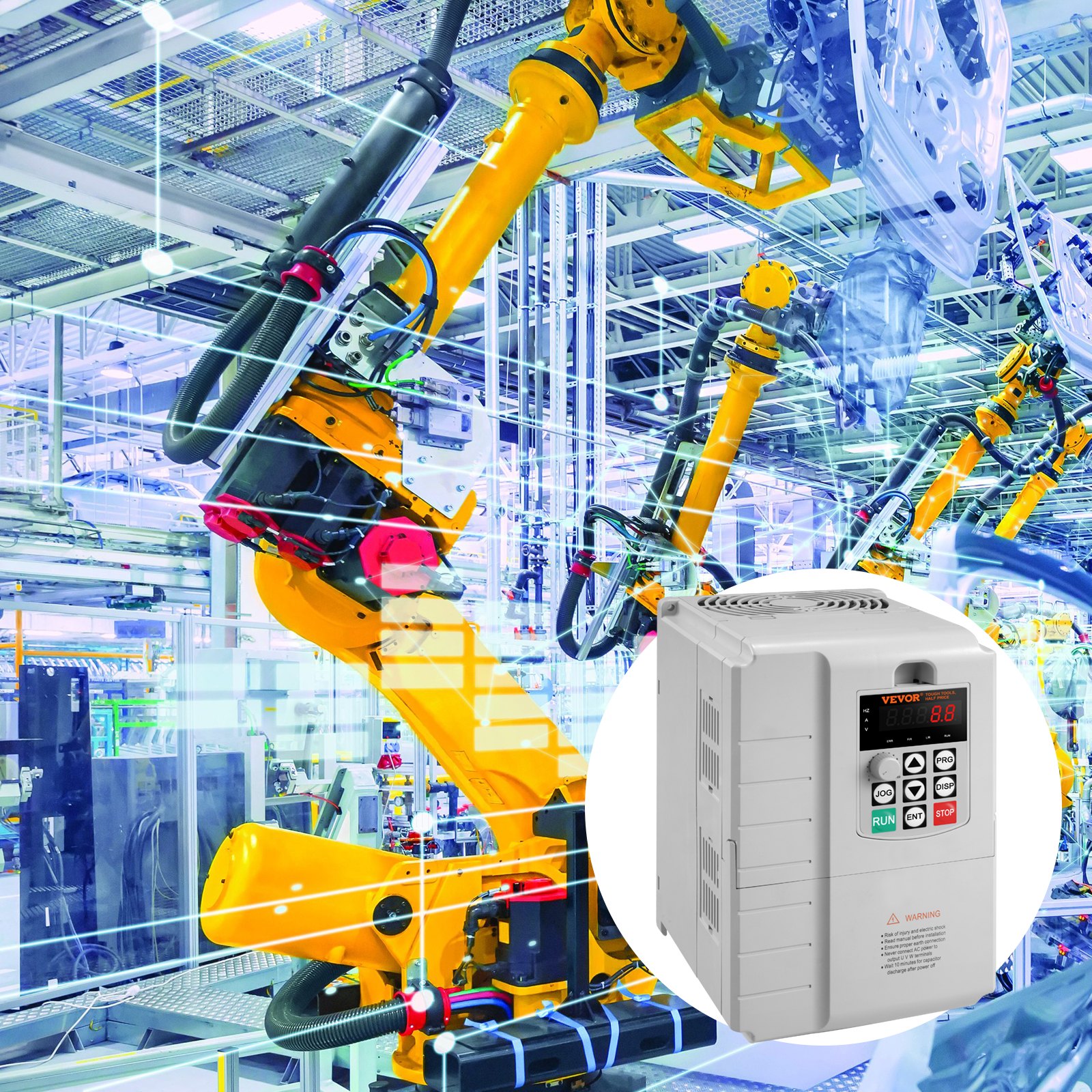 VEVOR Variador de Frecuencia 7,5 kW, Convertidor de Frecuencia 10 HP 34 A 0-400 Hz VFD con Entrada Monofásica, Salida Trifásica, Control de Velocidad, Enfriamiento Rápido, para Motores de Máquinas