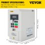 VEVOR Variador de frecuencia 3kW Convertidor de frecuencia 1 o 3 fases 4HP Controlador de velocidad de variación de frecuencia VFD -5 ~ 40 ° C en Máquinas