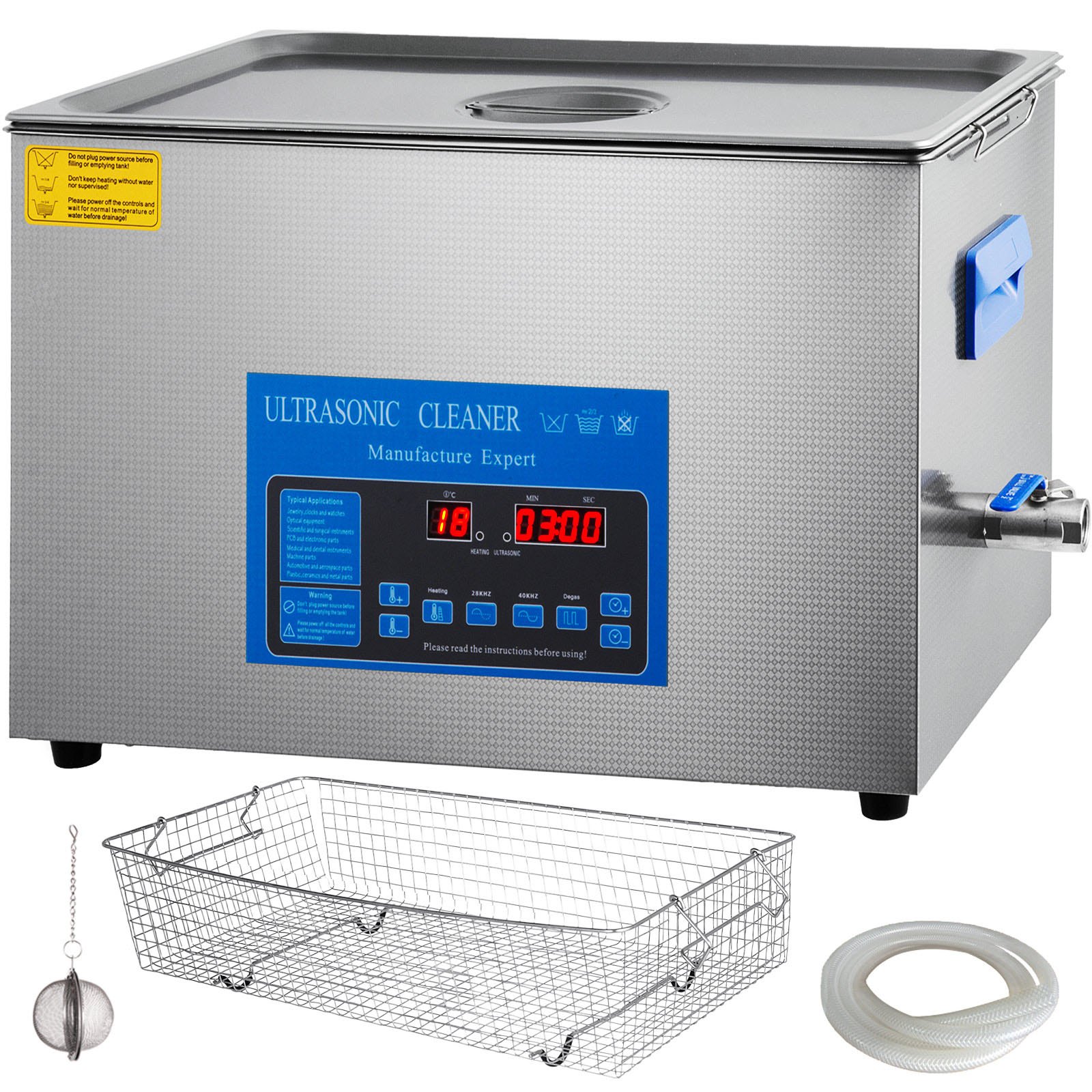 VEVOR 22 L Dual-Frequency Ultrasonic Cleaner with Heater for Jewelry, Rings, Glasses, Dental Records, 28/40 kHz Ultrasonic Cleaning Device