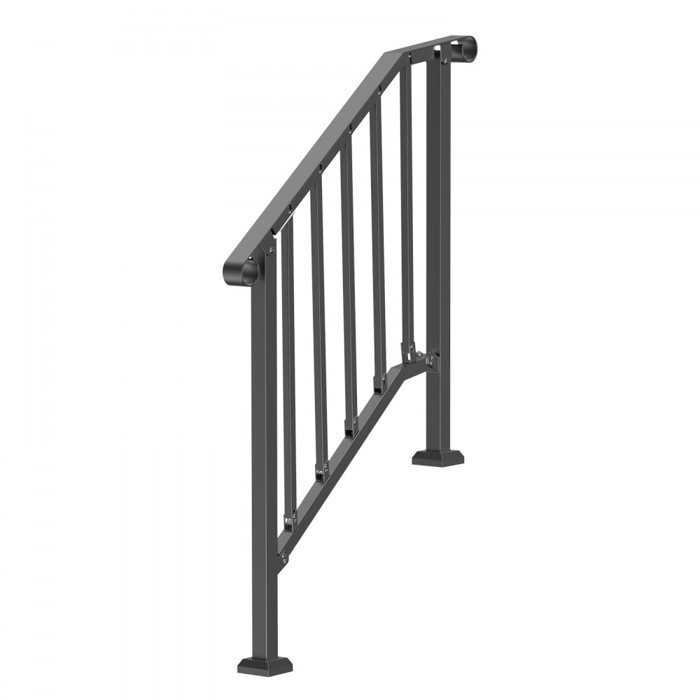 VEVOR Pasamanos para Escaleras 2-3 Escalones Barandillas de Acero al Carbono de Transición con Kit de Instalación Barandillas para Escalones de Hormigón, Porches, Terrazas, Arco Retro, Negro