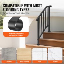 VEVOR Pasamanos para Escaleras 2-3 Escalones Arco Retro para Porche, Negro