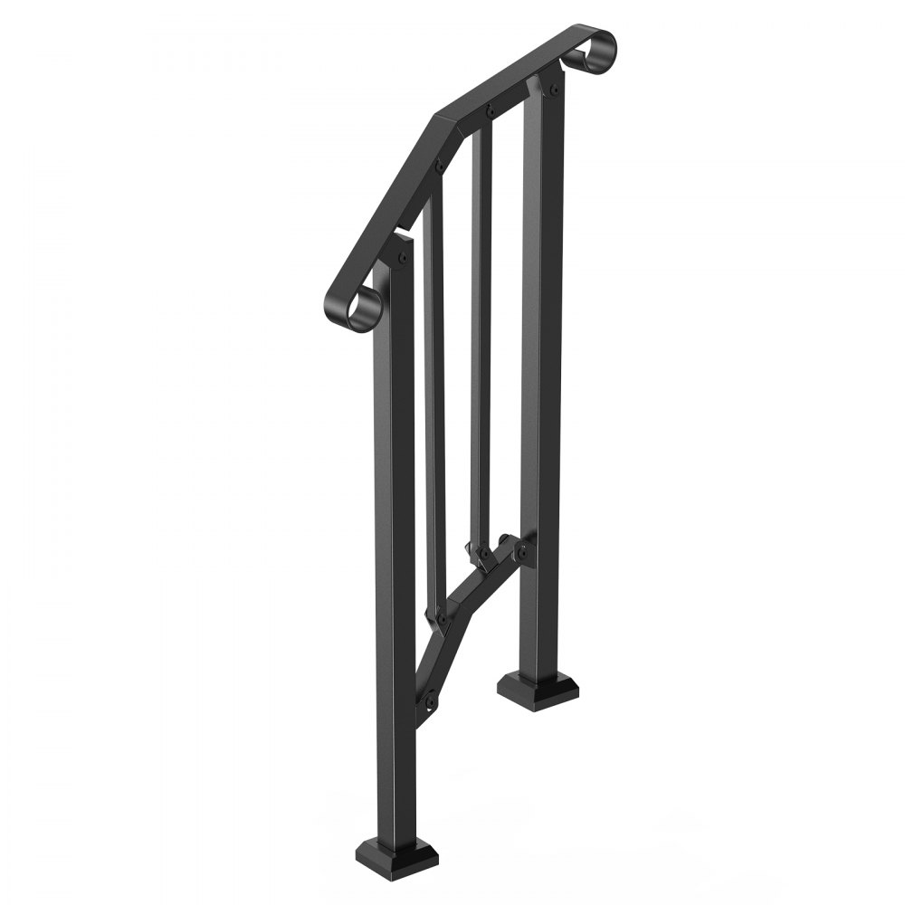 VEVOR Pasamanos para Escaleras 1-2 Escalones Barandillas de Acero al Carbono de Transición con Kit de Instalación Barandillas para Escalones de Hormigón, Porches, Terrazas, Arco Retro, Negro