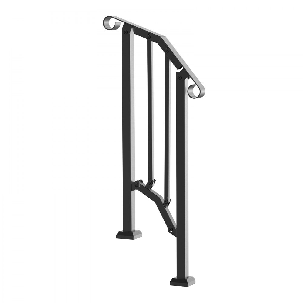 VEVOR Pasamanos para Escaleras 1-2 Escalones Barandillas de Acero al Carbono de Transición con Kit de Instalación Barandillas para Escalones de Hormigón, Porches, Terrazas, Arco Retro, Negro