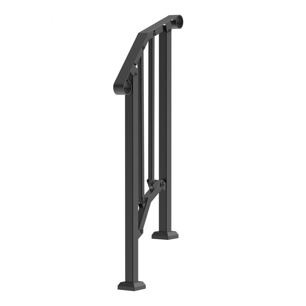VEVOR Pasamanos para Escaleras 1-2 Escalones Barandillas de Acero al Carbono de Transición con Kit de Instalación Barandillas para Escalones de Hormigón, Porches, Terrazas, Arco Retro, Negro