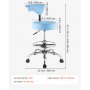 VEVOR Taburete Giratorio de Trabajo, Taburete con Ruedas Respaldo y Reposapiés, Altura Ajustable de 54-70 cm, Soporta 226,8 kg, Asiento Ergonómico Acolchado y Tapizado, para Oficina Clínica, Azul