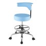 VEVOR Taburete Giratorio de Trabajo, Taburete con Ruedas Respaldo y Reposapiés, Altura Ajustable de 54-70 cm, Soporta 226,8 kg, Asiento Ergonómico Acolchado y Tapizado, para Oficina Clínica, Azul
