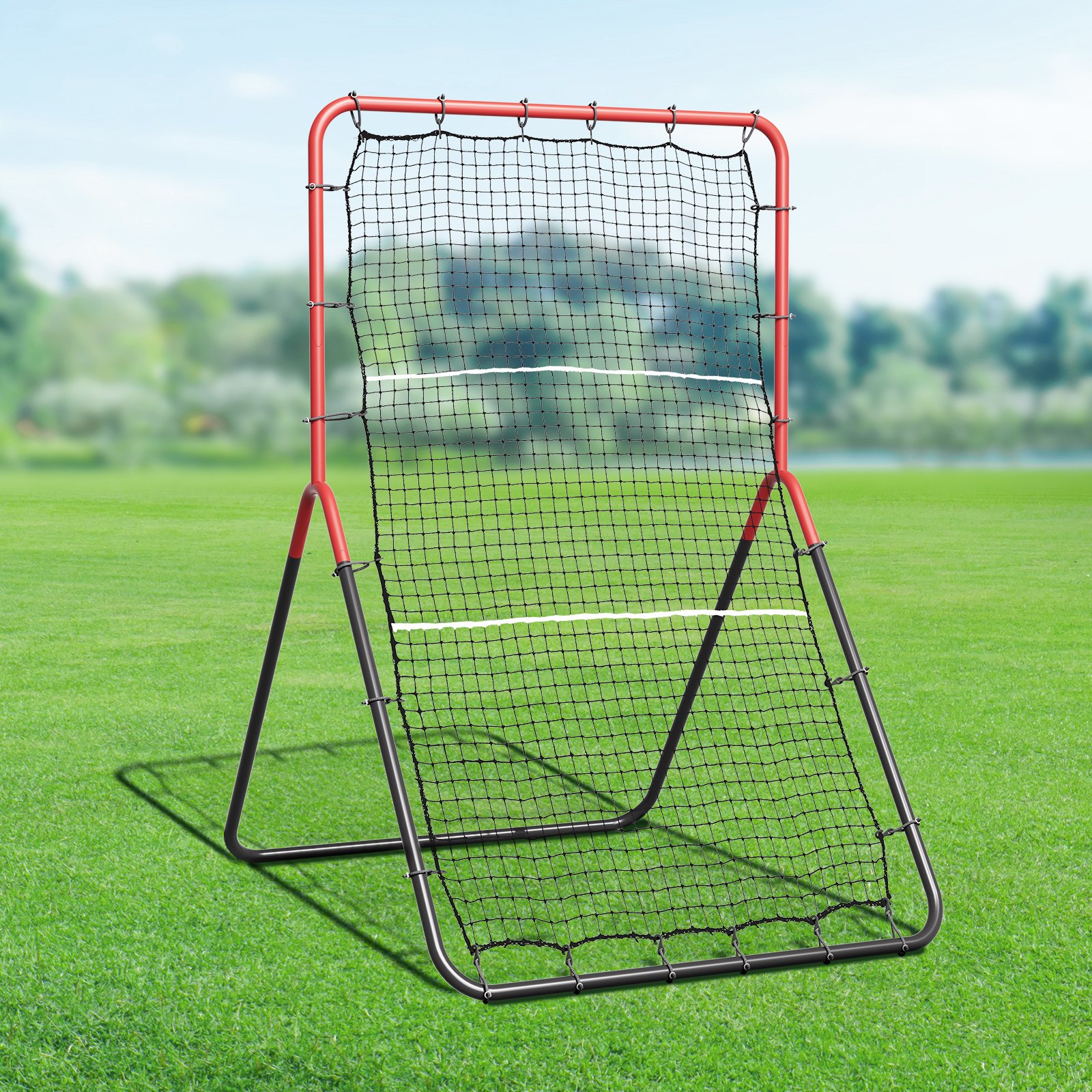 VEVOR Red de Rebote de Béisbol y Softbol 914x1372 mm Red de Lanzamiento de Béisbol de 3 vías Entrenador de Rebote de Lanzador de Béisbol Línea de PE de 30 Hilos para Práctica de Campo y Lanzamiento