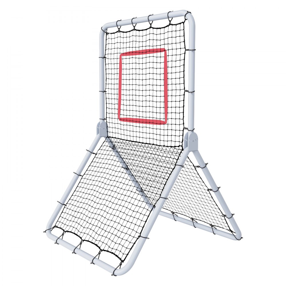 VEVOR Red de Rebote de Béisbol y Softbol 1066,8x1828,8 mm Red de Lanzamiento de Béisbol Entrenador de Rebote de Lanzador Línea de PE de 45 Hilos 5 Ángulos Ajustables para Práctica de Campo
