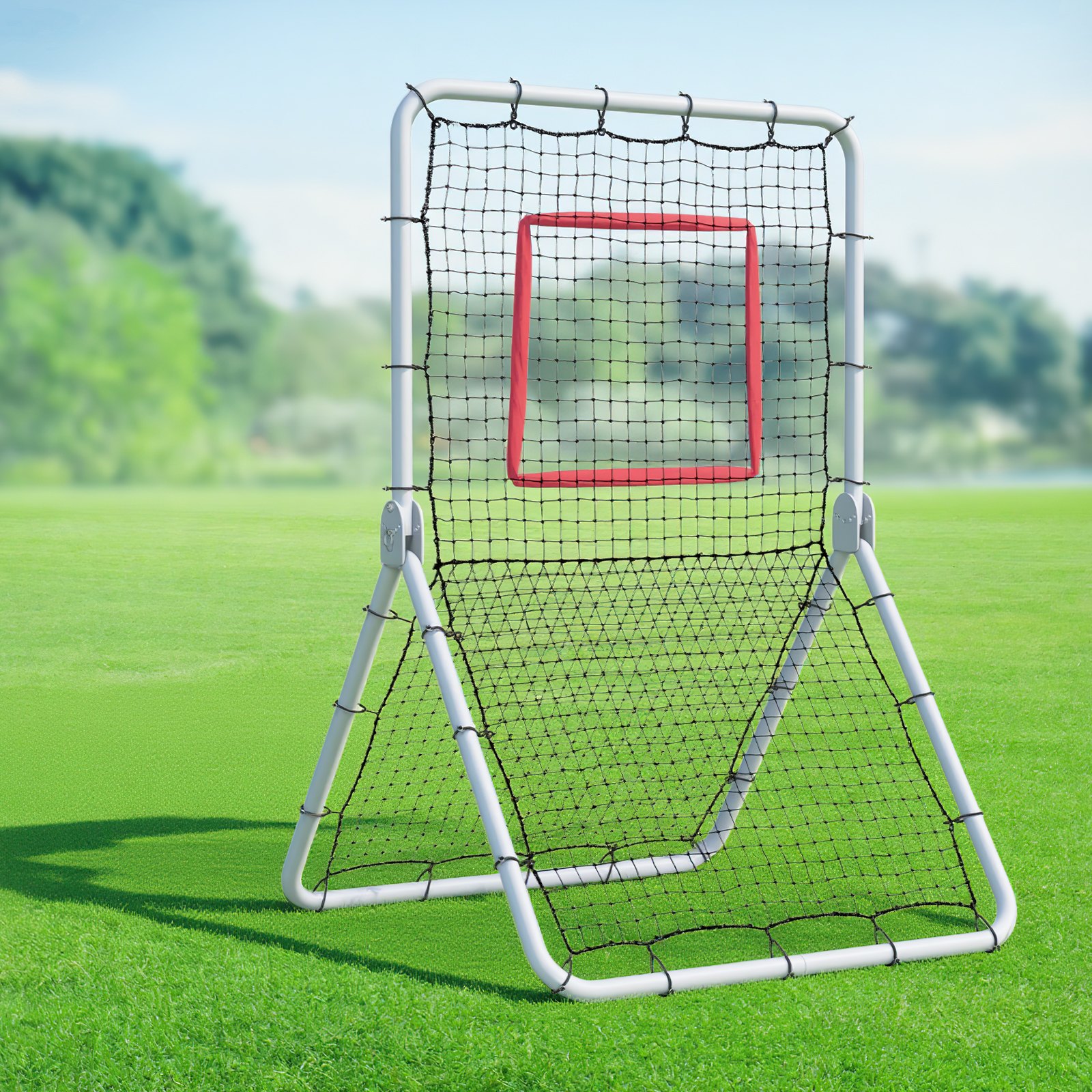 VEVOR Red de Rebote de Béisbol y Softbol 1066,8x1828,8 mm Red de Lanzamiento de Béisbol Entrenador de Rebote de Lanzador Línea de PE de 45 Hilos 5 Ángulos Ajustables para Práctica de Campo